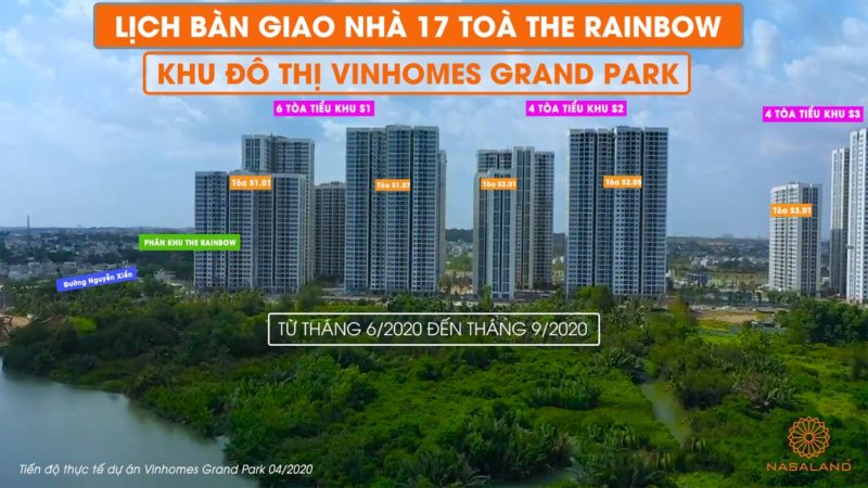 Lịch bàn giao nhà Vinhomes Grand Park 17 tòa The Rainbow bắt đầu từ tháng 6/2020 đến tháng 9/2020