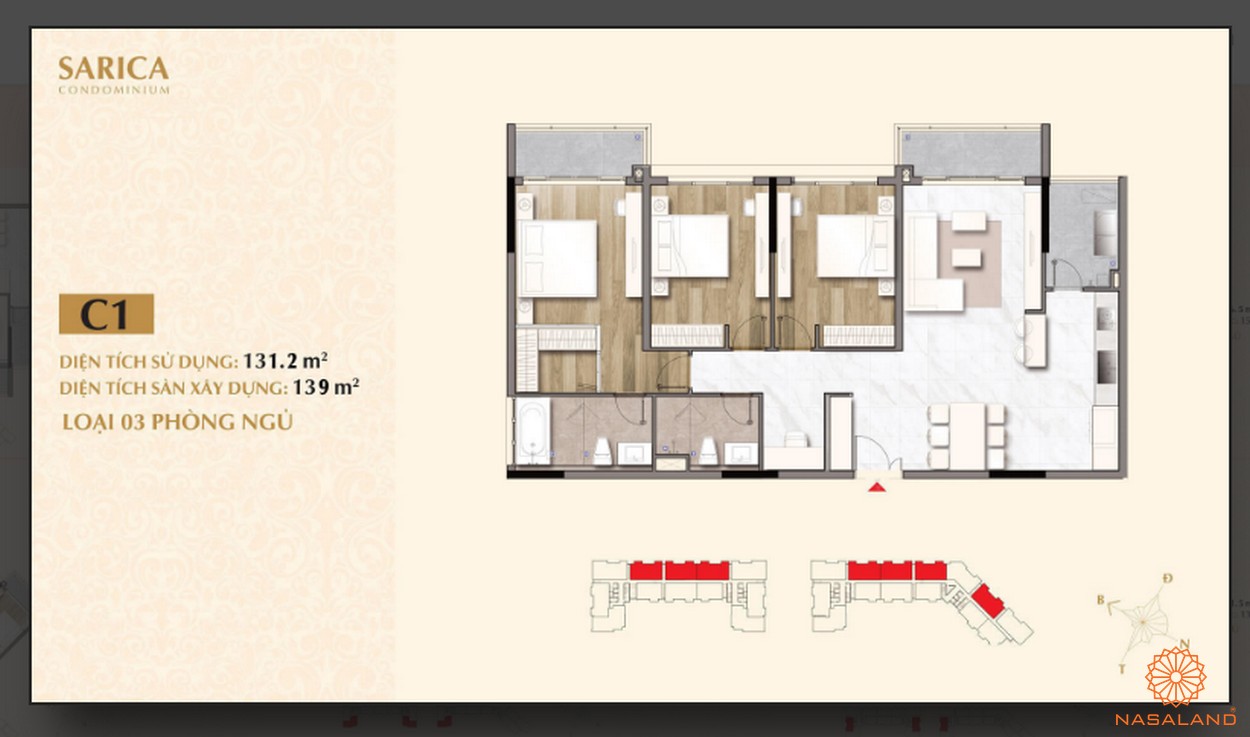 Thiết kế căn hộ C1 dự án Sarica Condominium Quận 2