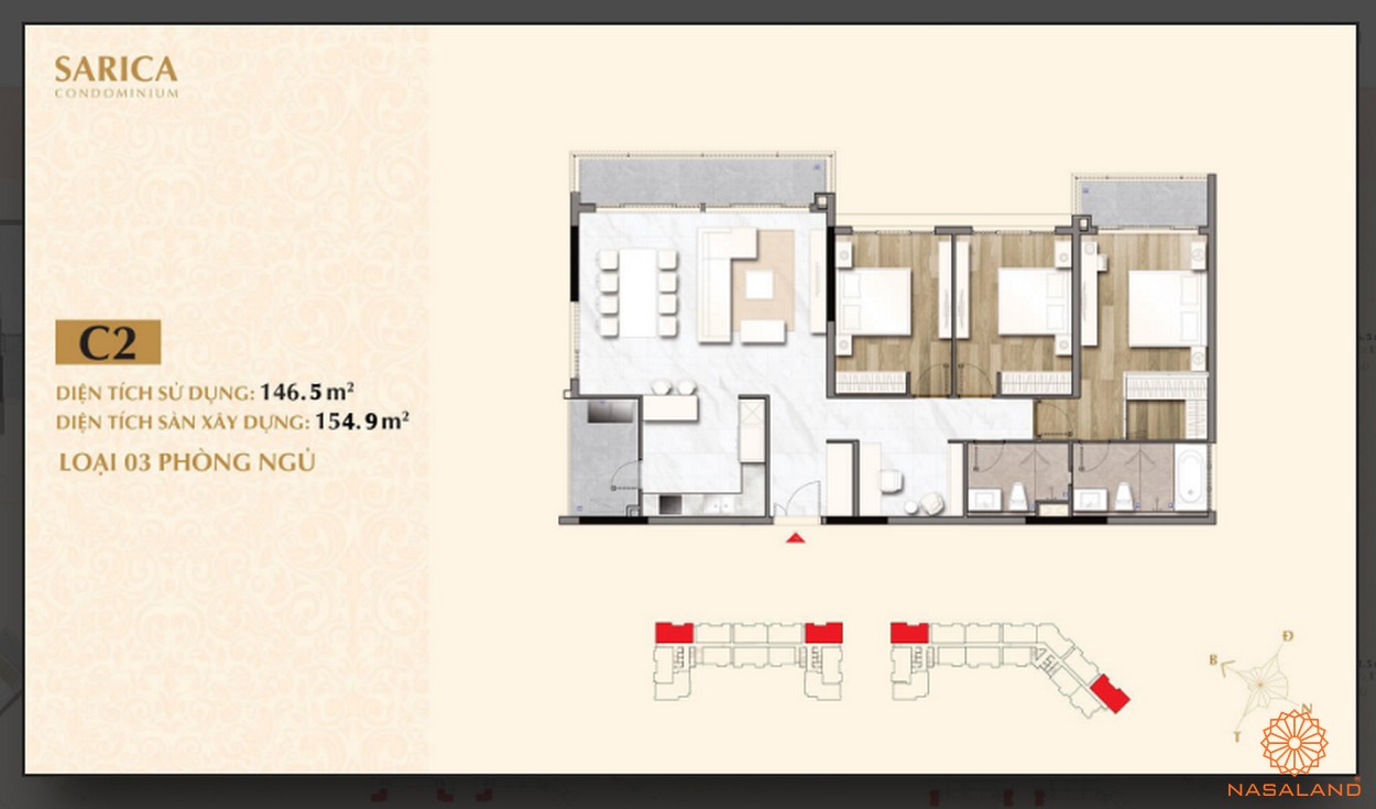 Thiết kế căn hộ C2 dự án Sarica Condominium Quận 2