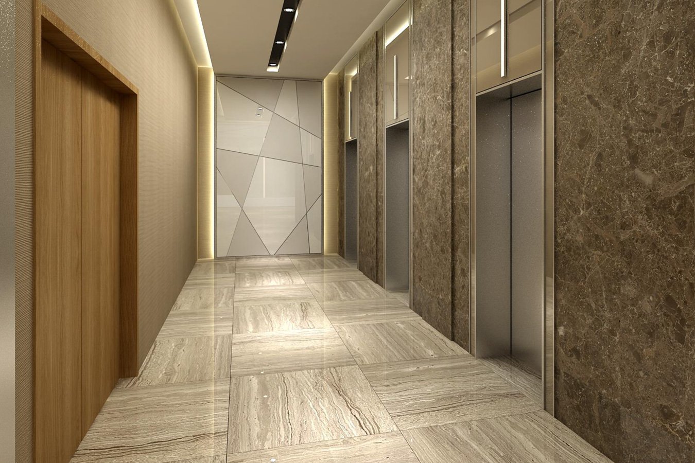 Nhà mẫu căn hộ Sadora Apartment Sala với hành lang cùng thang máy hiện đại