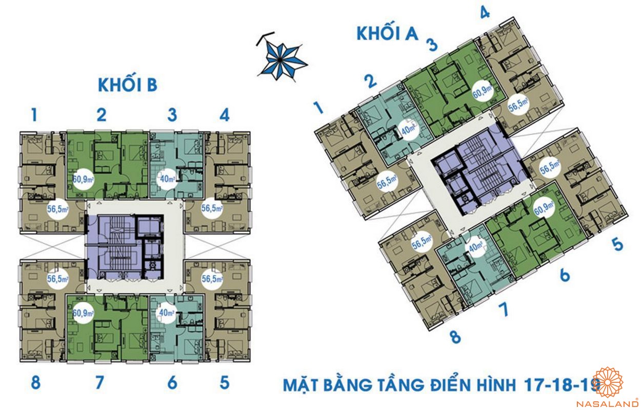 Mặt bằng tổng thể tầng 17-18-19 dự án căn hộ Thủ Thiêm Sky quận 2