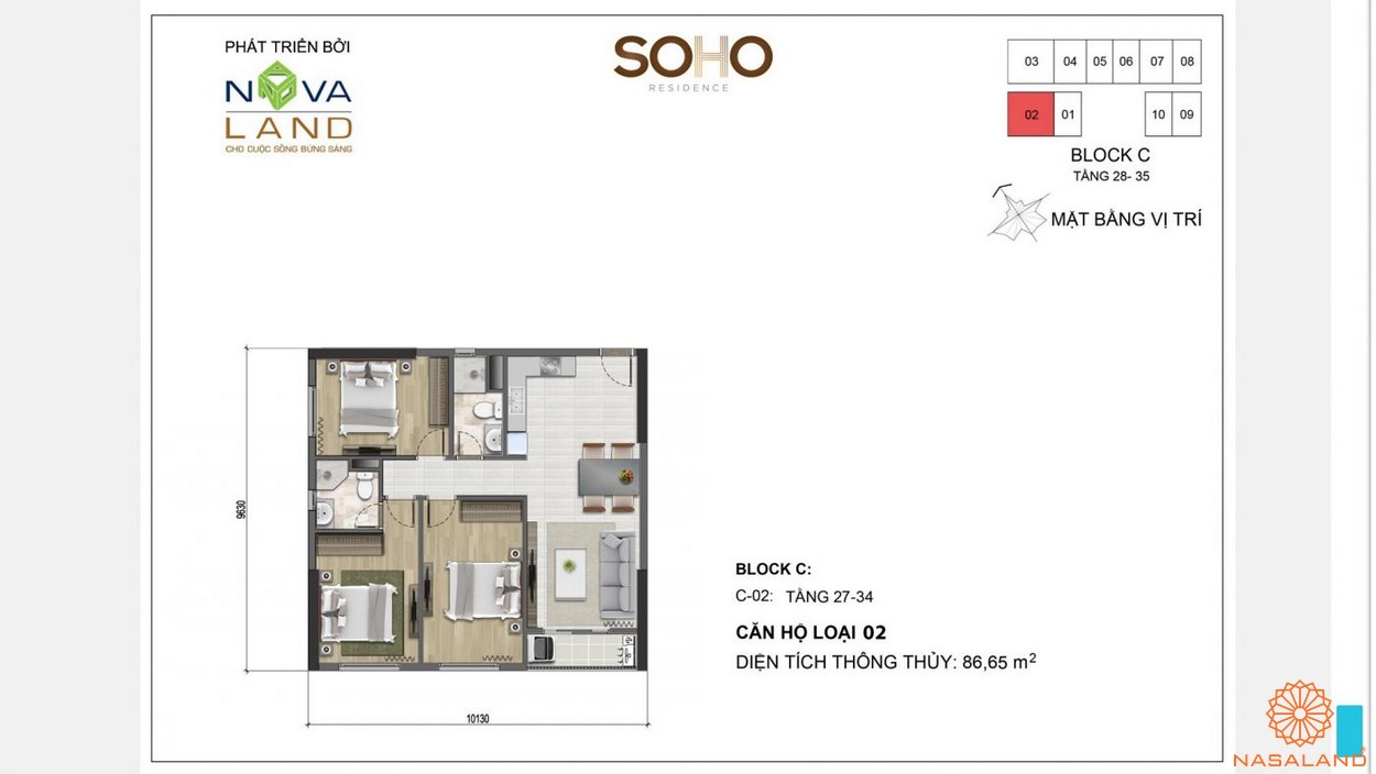 Mặt bằng điển hình dự án căn hộ Soho Residences quận 1 chủ đầu tư Novaland
