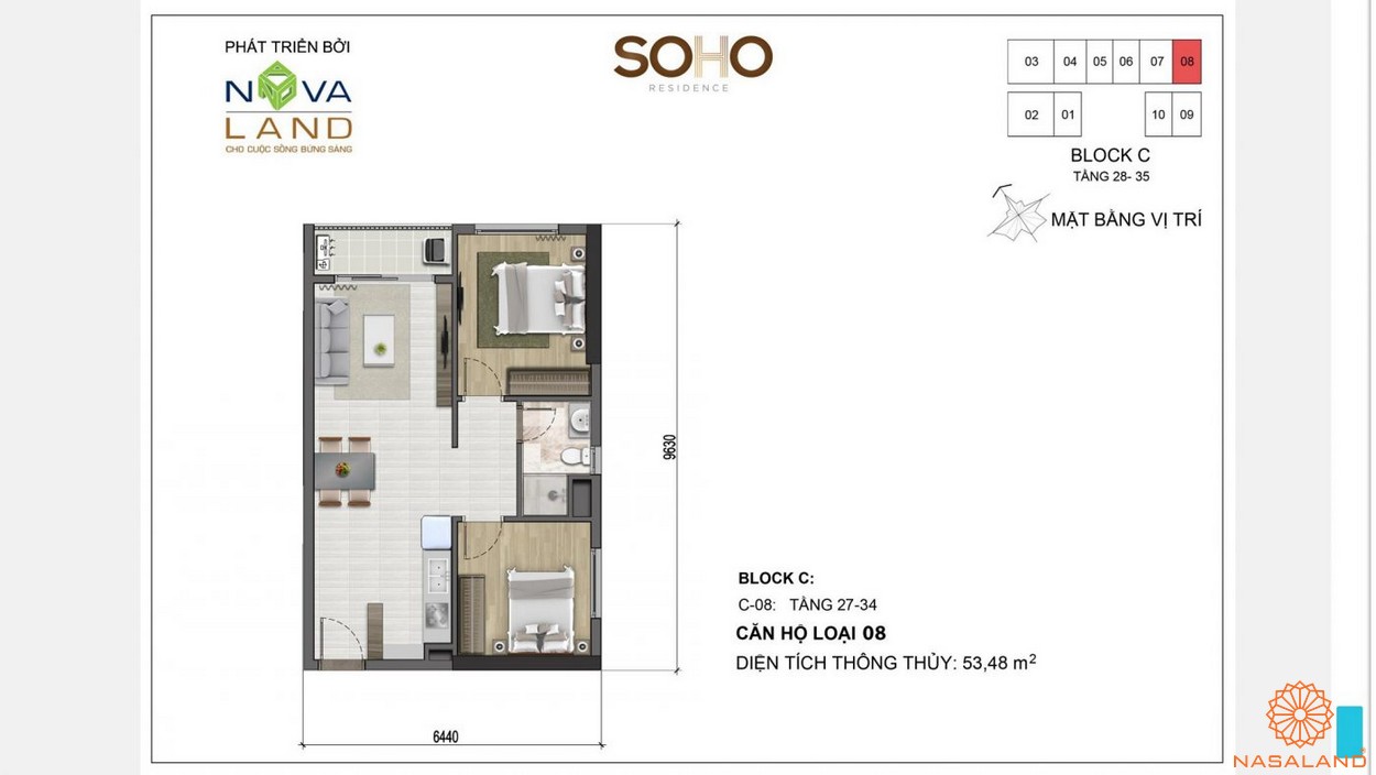 Mặt bằng điển hình dự án căn hộ Soho Residences quận 1 chủ đầu tư Novaland