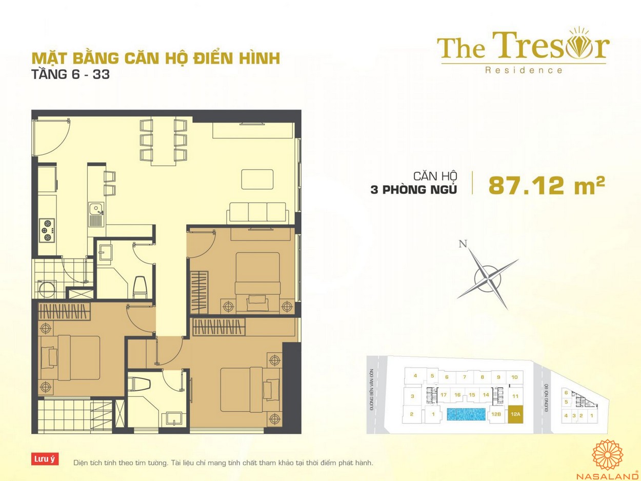 The Tresor Novaland căn hộ điển hình 3PN tầng 6-33 4