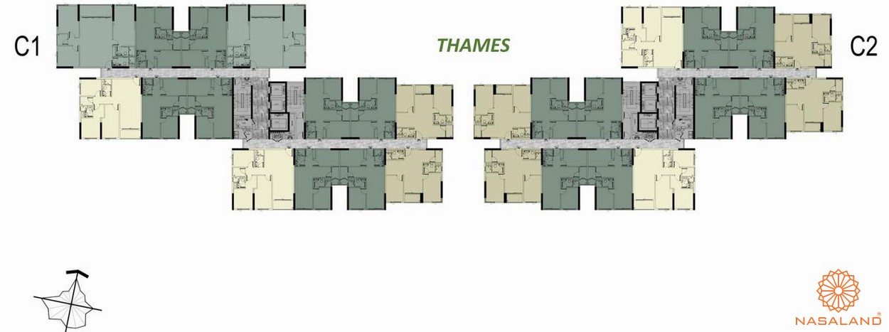 Mặt bằng tầng 3-16 block C Thames dự án căn hộ West Gate Bình Chánh
