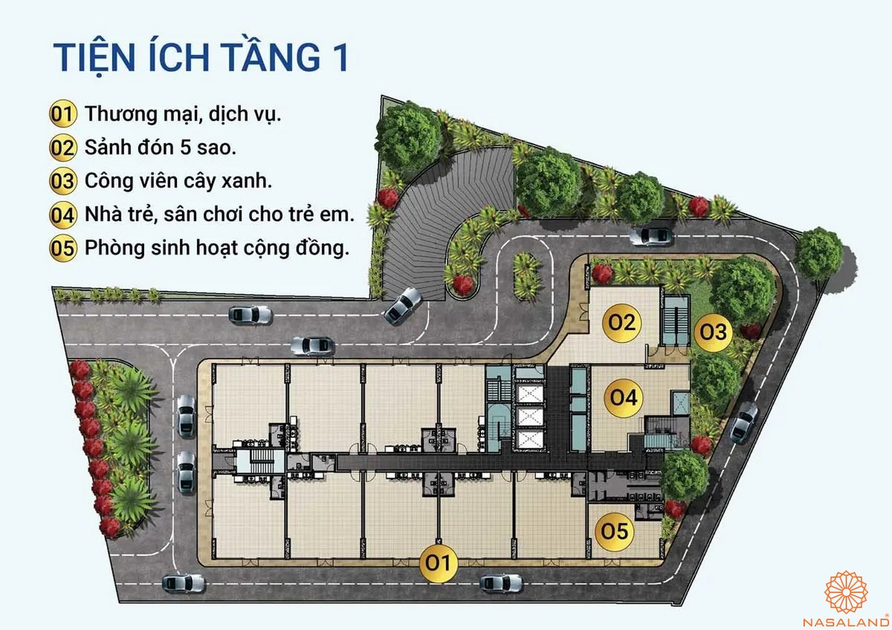 Mặt bằng tiện ích tầng 1 tại dự án