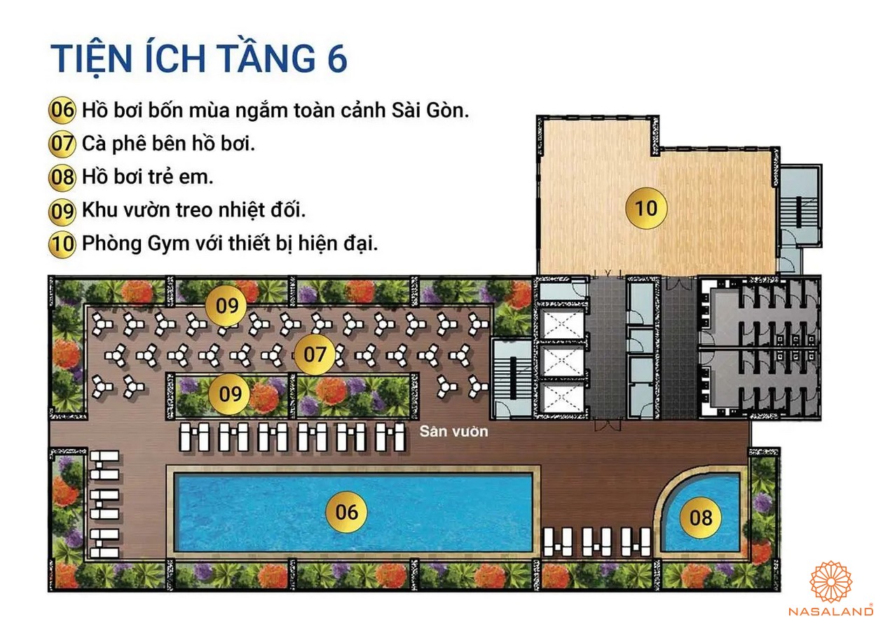 Mặt bằng tiện ích tầng 6 tại dự án