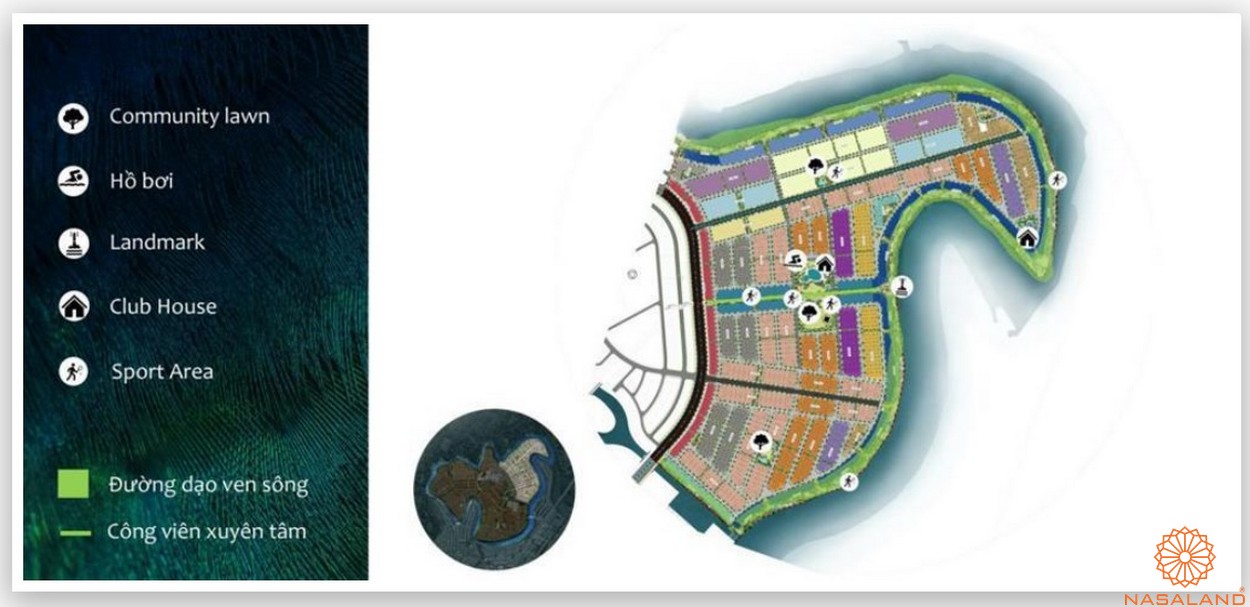 Mặt bằng tiện ích dự án biệt thự Aqua City Đảo Phượng Hoàng Đồng Nai