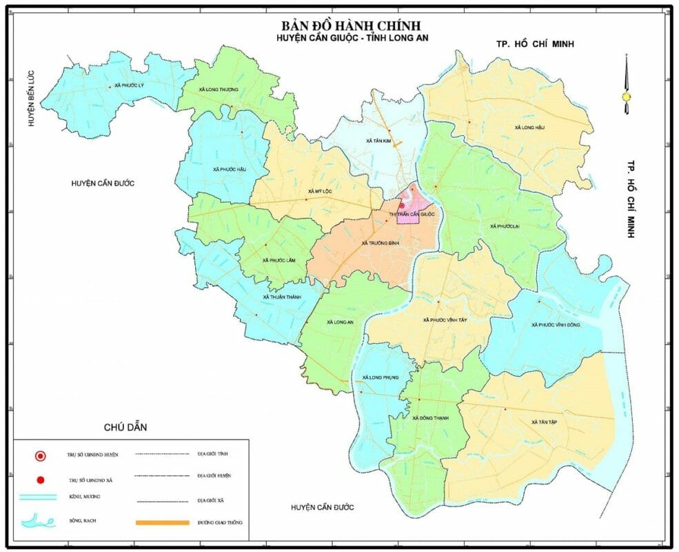 Bản đồ hành chính huyện Cần Giuôc Tỉnh Long An