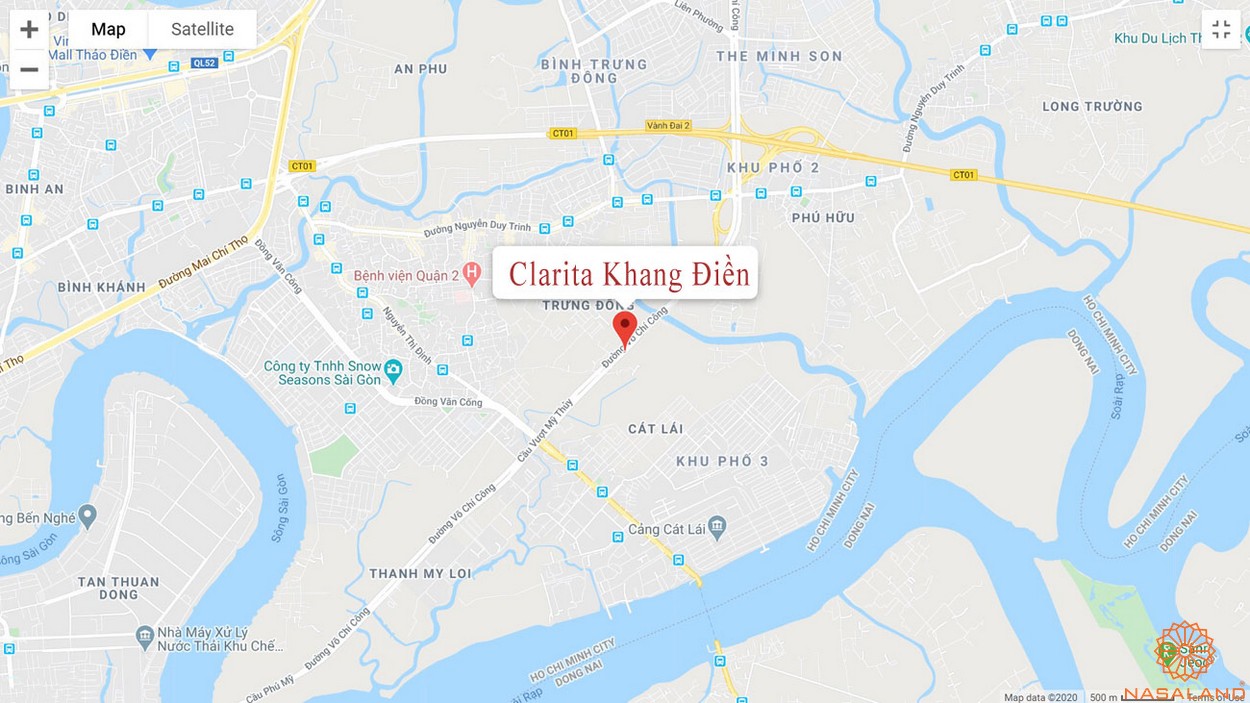 Vị trí dự án khu biệt thự Clarita Khang Điền quận 2