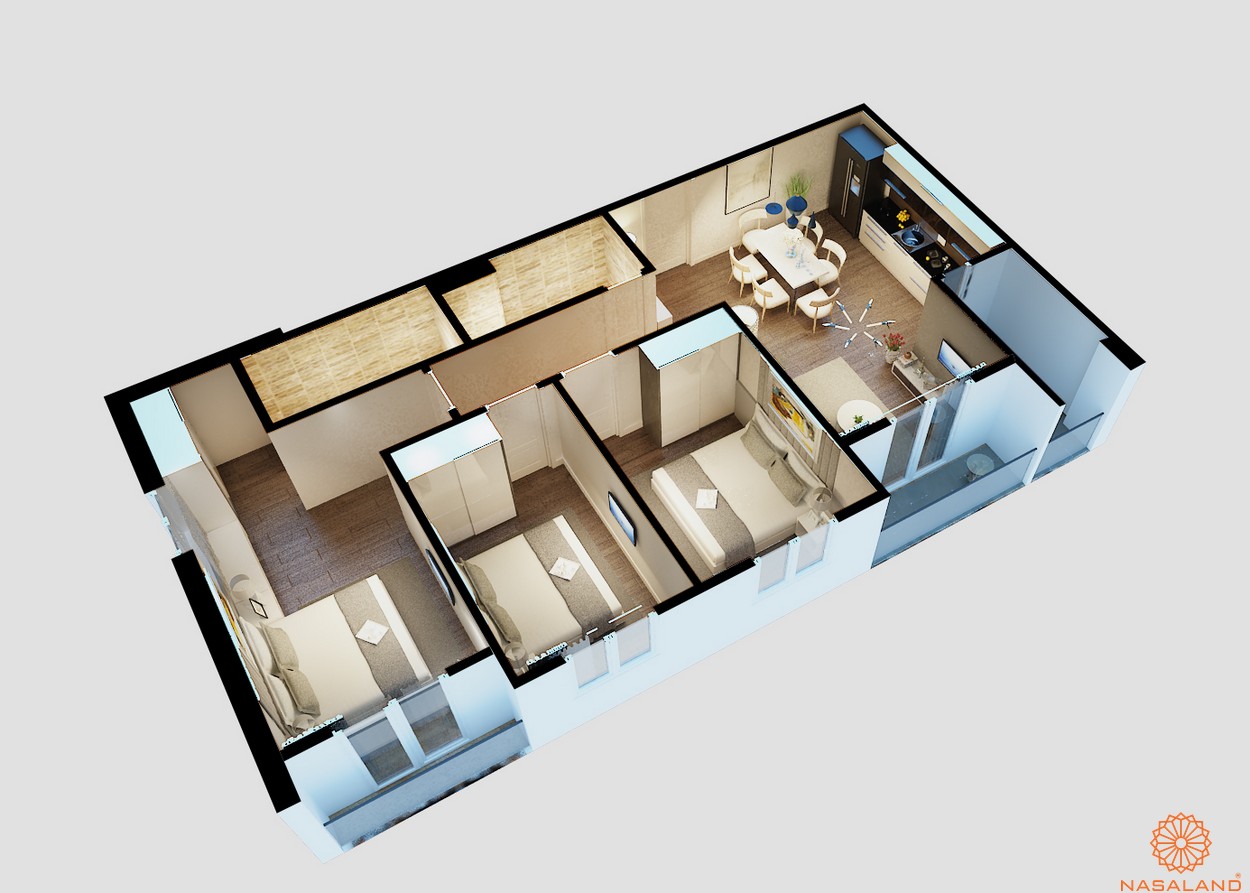 Nhà mẫu căn 3 phòng ngủ tại dự án căn hộ Asahi Towers quận 8