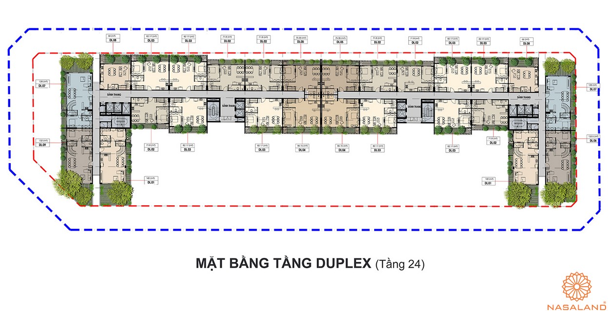 Mặt bằng tầng duplex tại Chí Linh Center
