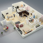 Mặt bằng căn hộ 3D.