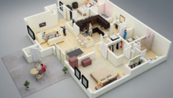 Mặt bằng căn hộ 3D.