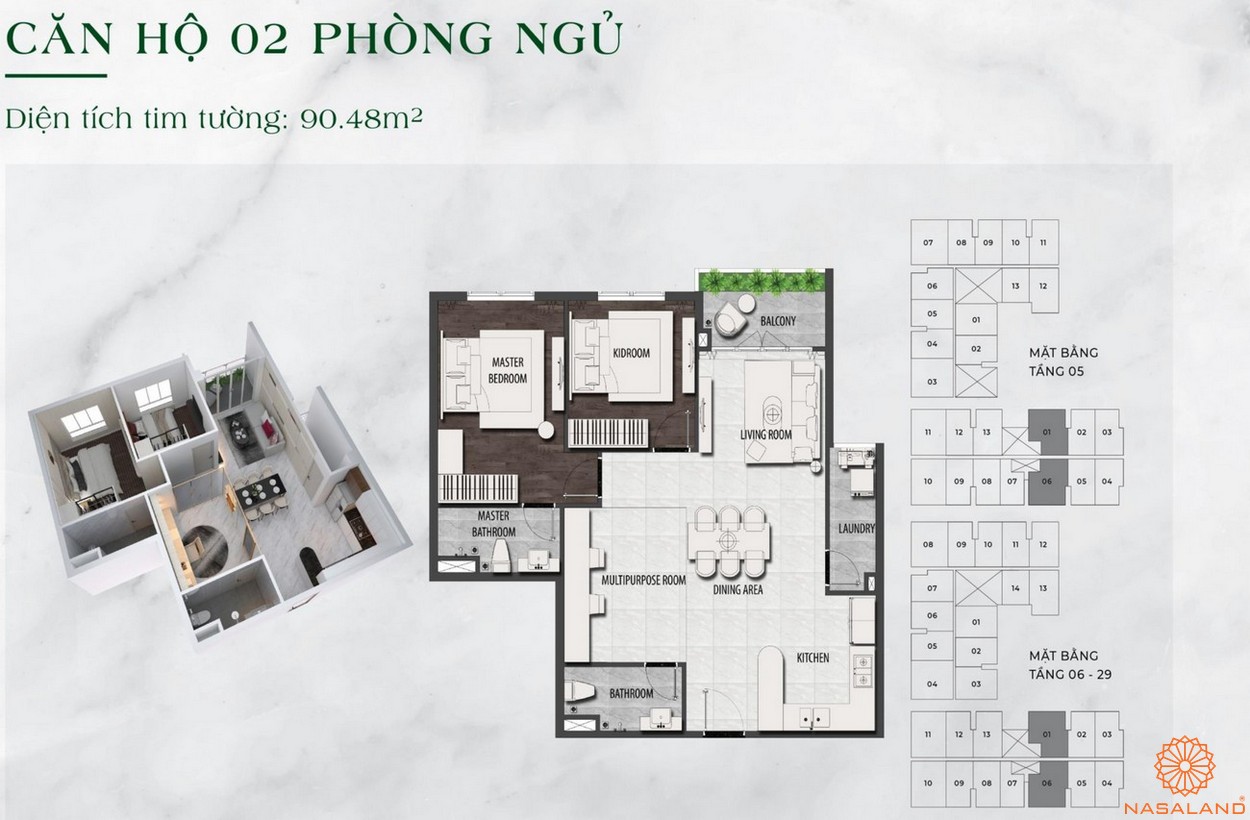 Thiết kế căn hộ 2PN tại LDG Sky Bình Dương