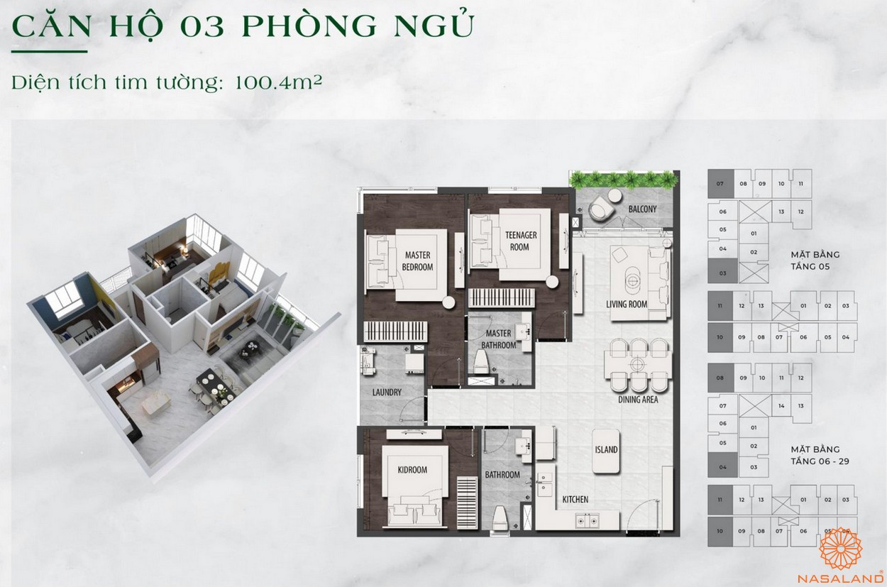 Thiết kế căn hộ 3PN tại LDG Sky Bình Dương