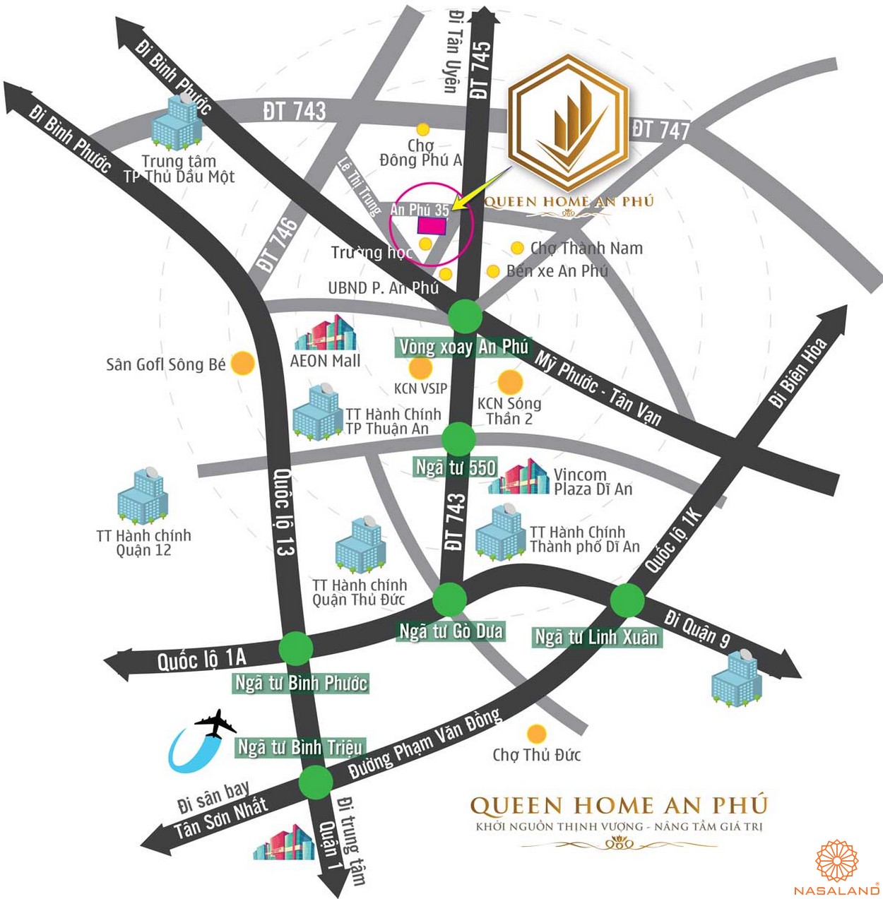 Vị trí tâm điểm của khu Queen Home An Phú Thuận An