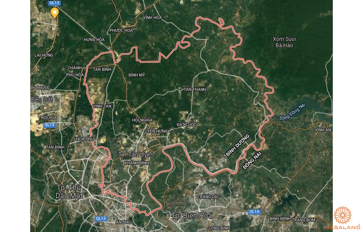 Quy hoạch sử dụng đất thị xã Tân Uyên - Bản đồ vệ tinh thị xã Tân Uyên