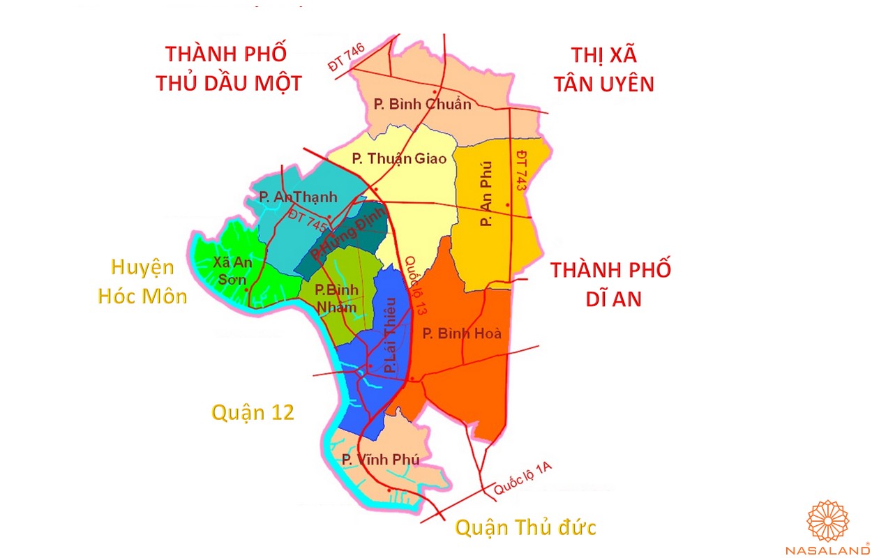 Bản đồ hành chính đất nền Thuận An