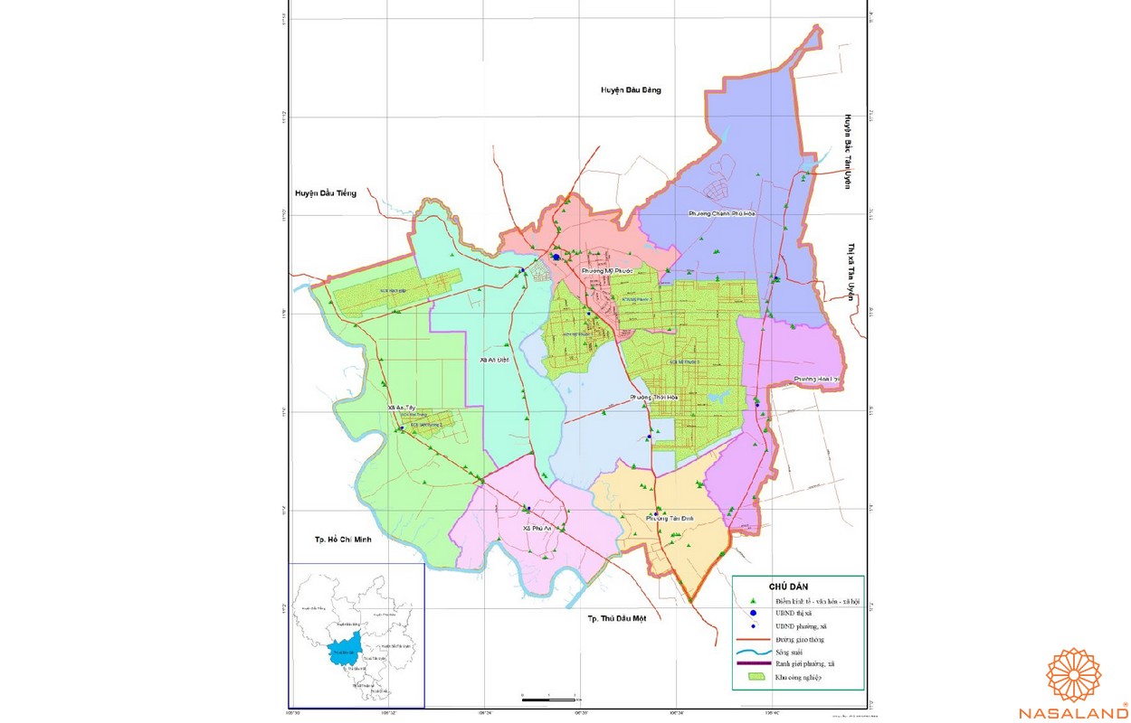 Bản đồ hành chính Thị xã Bến Cát 2022