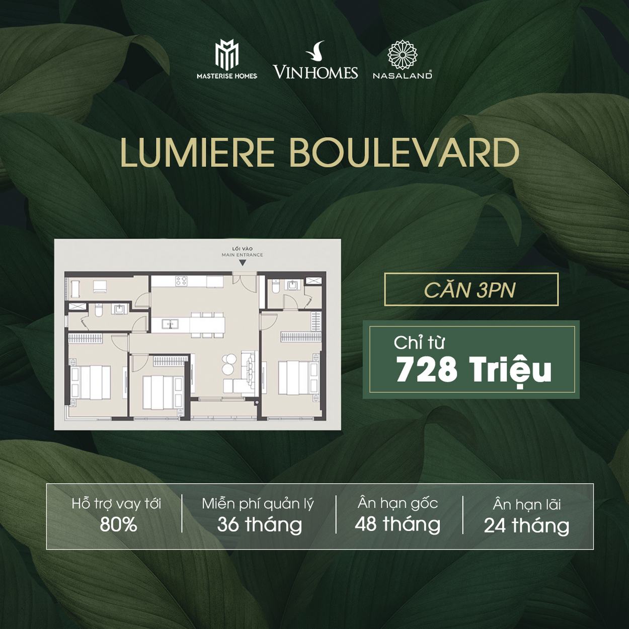 Giá bán Lumiere Boulevard - Căn hộ 3PN