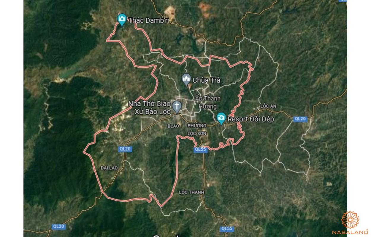 Quy hoạch sử dụng đất thành phố Bảo Lộc - Bản đồ vệ tinh thành phố Bảo Lộc