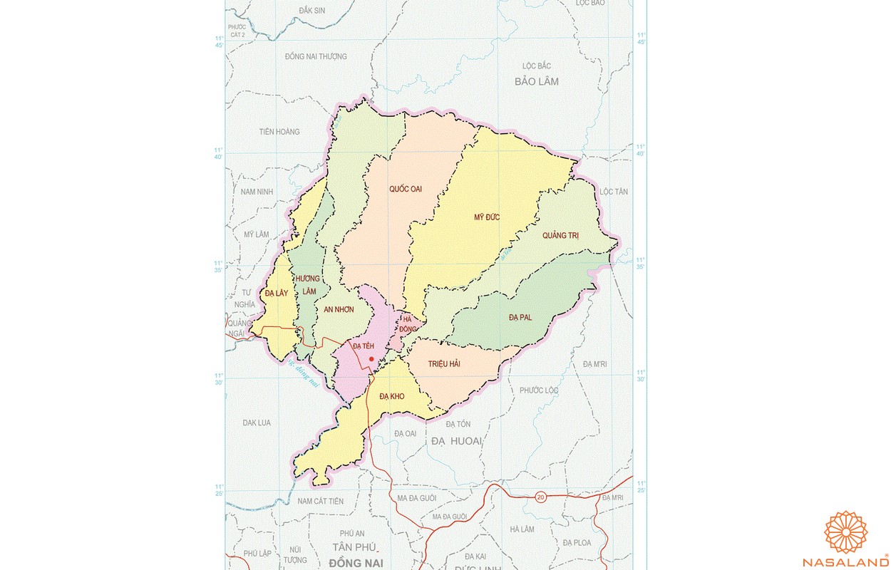 Bản đồ hành chính Huyện Đạ Tẻh mới nhất