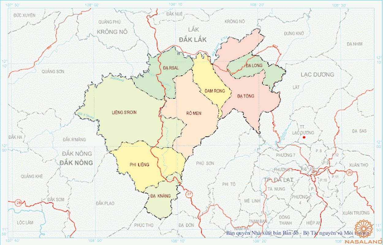 Bản đồ hành chính Huyện Đam Rông - tỉnh Lâm Đồng