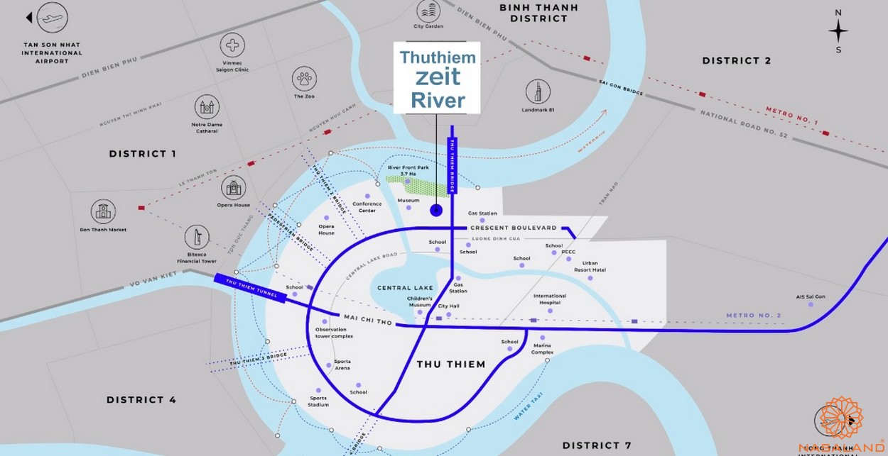 Vị trí tâm điểm của khu Thủ Thiêm Zeit River