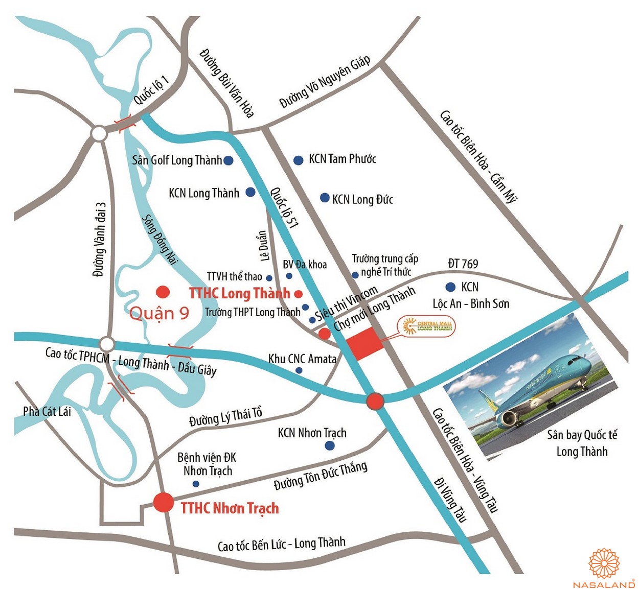 Vị trí tâm điểm của khu Khu đô thị Central Mall Long Thành