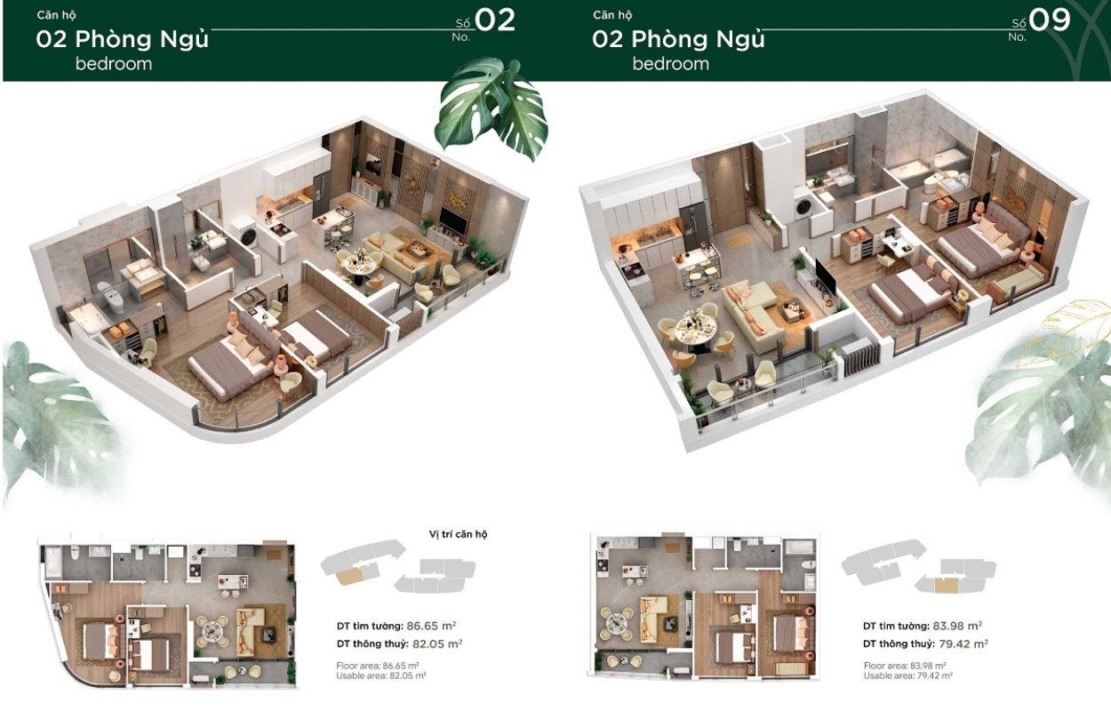 Phối cảnh căn hộ của dự án Thảo Điền Green - nội thất bàn giao Thảo Điền Green