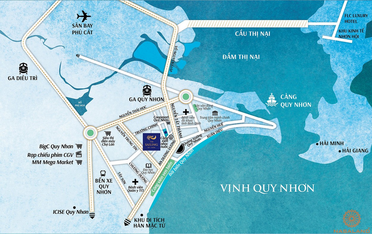 Vị trí tâm điểm của khu Wyndham Sailing Bay Resort Quy Nhơn