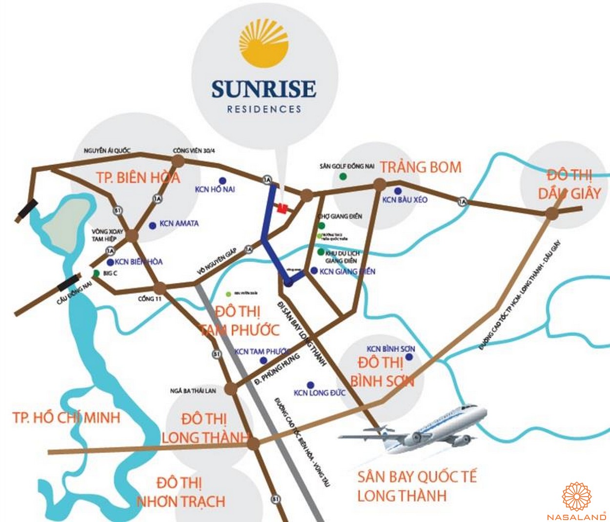 Vị trí tâm điểm của khu dự án đất nền Sunrise Residences Đồng Nai