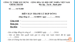 Mẫu biên bản thanh lý hợp đồng xây dựng