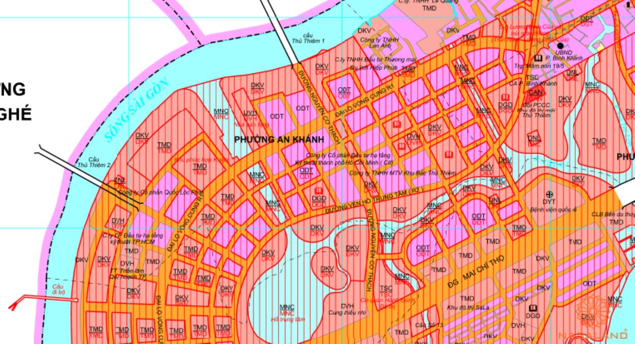 Quy hoạch sử dụng đất Phường An Khánh Quận 2 thể hiện trên bản đồ quy hoạch phân khu tỷ lệ 1/2000 của TP.HCM