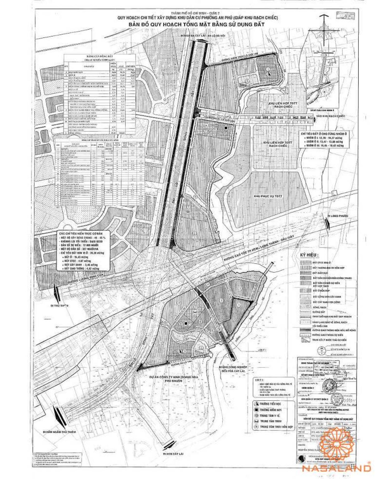 Quy hoạch sử dụng đất Phường An Phú Quận 2 thể hiện trên bản đồ quy hoạch phân khu tỷ lệ 1/2000 của TP.HCM