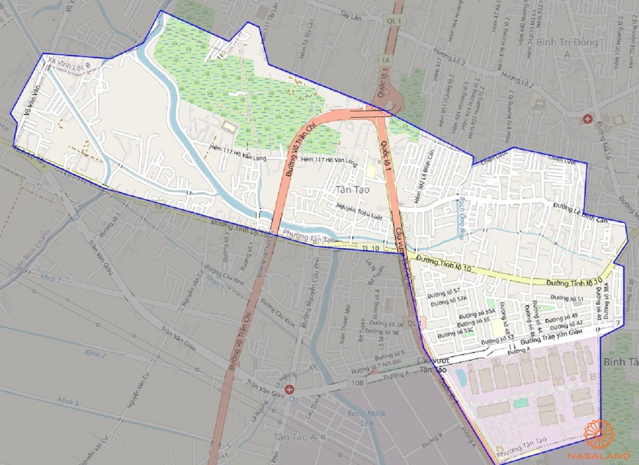 Quy hoạch sử dụng đất Phường Tân Tạo Quận Bình Tân thể hiện trên bản đồ quy hoạch phân khu tỷ lệ 1/2000 của TP. HCM