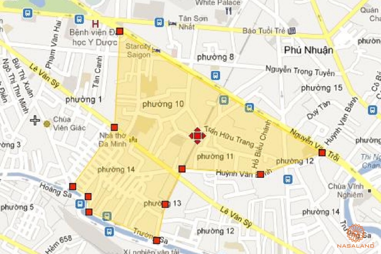 Quy hoạch sử dụng đất Phường 10 Quận Phú Nhuận thể hiện trên bản đồ quy hoạch phân khu tỷ lệ 1/2000 của TP. HCM