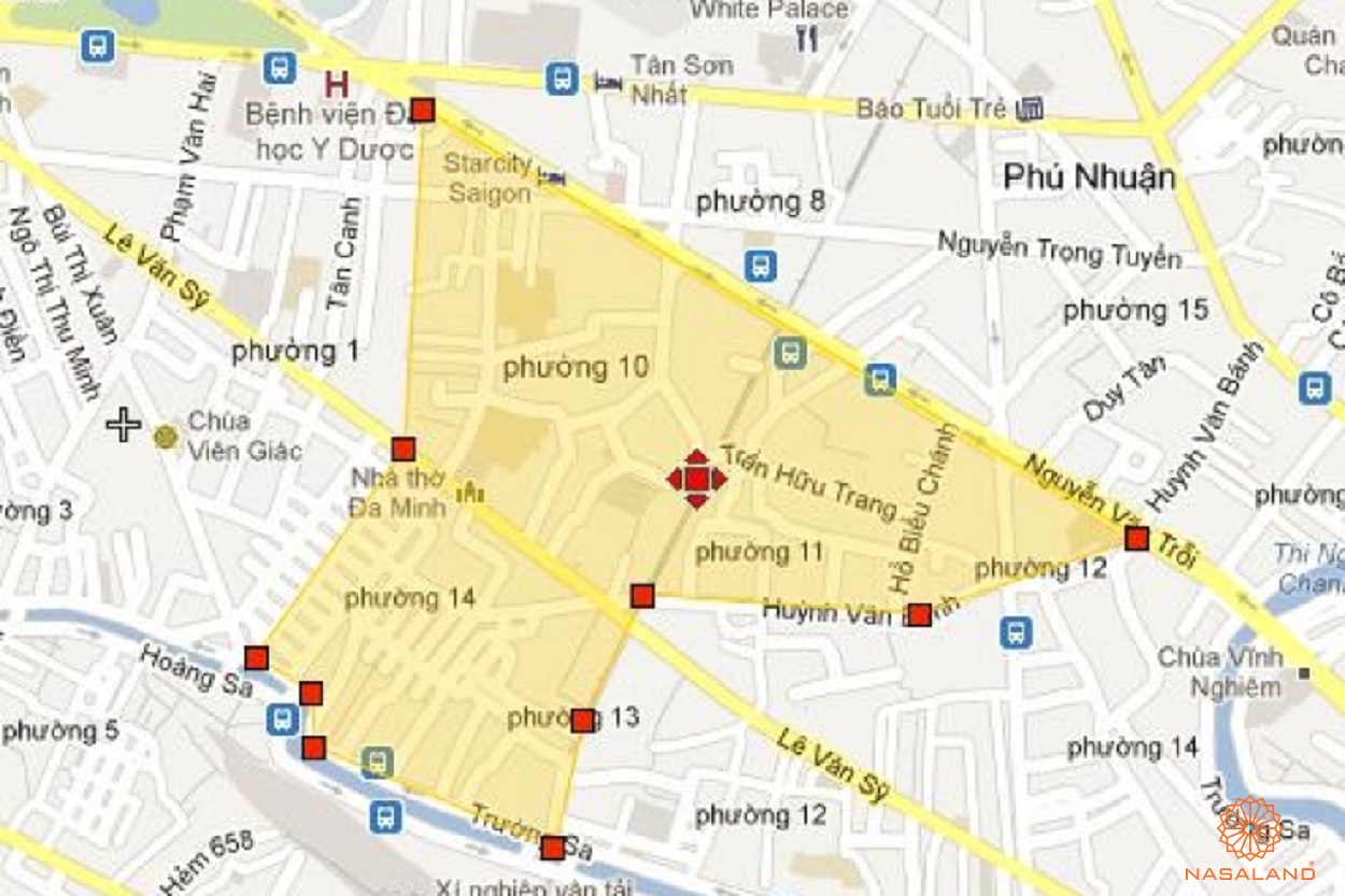 Quy hoạch sử dụng đất Phường 14 Quận Phú Nhuận thể hiện trên bản đồ quy hoạch phân khu tỷ lệ 1/2000 của TP. HCM