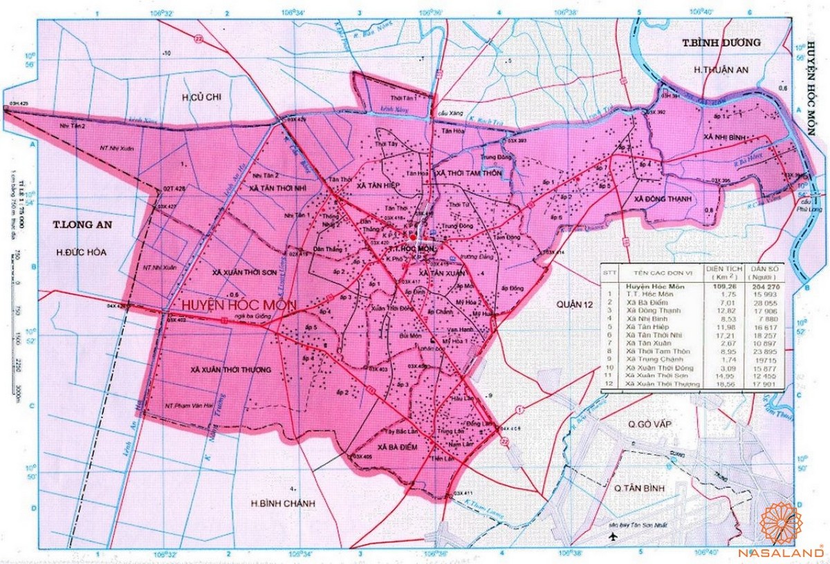 Bản đồ hành chính Huyện Hóc Môn