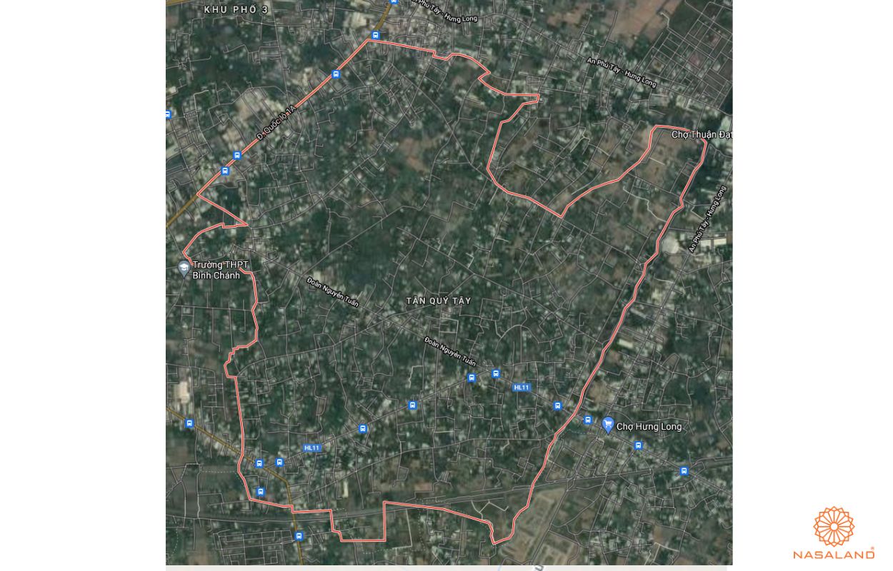 Quy hoạch sử dụng đất Xã Tân Quý Tây Huyện Bình Chánh thể hiện trên bản đồ quy hoạch phân khu tỷ lệ 1/2000 của TP.HCM