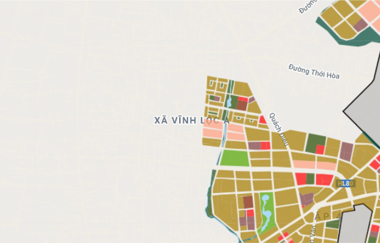 Quy hoạch sử dụng đất Xã Vĩnh Lộc A Huyện Bình Chánh thể hiện trên bản đồ quy hoạch phân khu tỷ lệ 1/2000 của TP.HCM