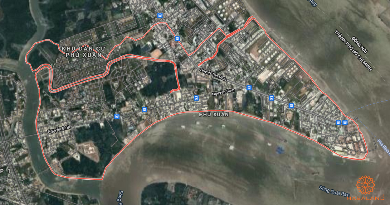 Quy hoạch sử dụng đất Xã Phú Xuân Huyện Nhà Bè thể hiện trên bản đồ quy hoạch phân khu tỷ lệ 1/2000 của TP. HCM