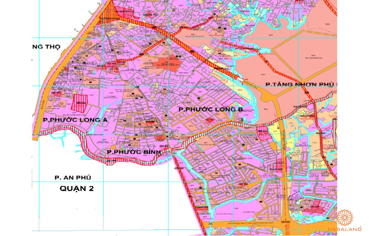 Quy hoạch sử dụng đất Phường Phước Long B Quận 9 thể hiện trên bản đồ quy hoạch phân khu tỷ lệ 1/2000 của TP. HCM