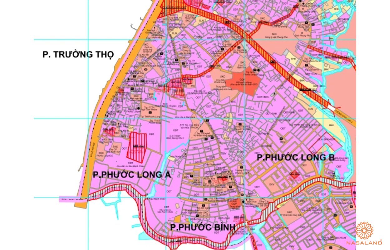 Quy hoạch sử dụng đất Phường Phước Long A Quận 9 thể hiện trên bản đồ quy hoạch phân khu tỷ lệ 1/2000 của TP. HCM