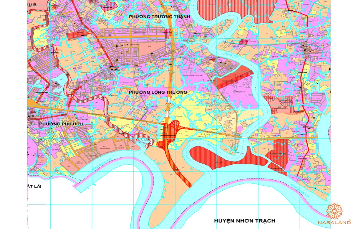 Quy hoạch sử dụng đất Phường Long Trường Quận 9 thể hiện trên bản đồ quy hoạch phân khu tỷ lệ 1/2000 của TP. HCM