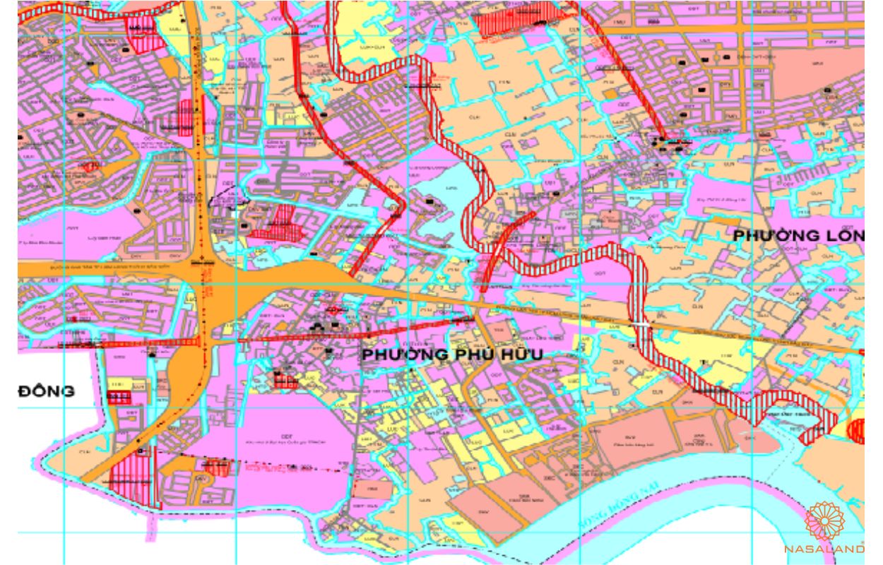 Quy hoạch sử dụng đất Phường Phú Hữu Quận 9 thể hiện trên bản đồ quy hoạch phân khu tỷ lệ 1/2000 của TP. HCM