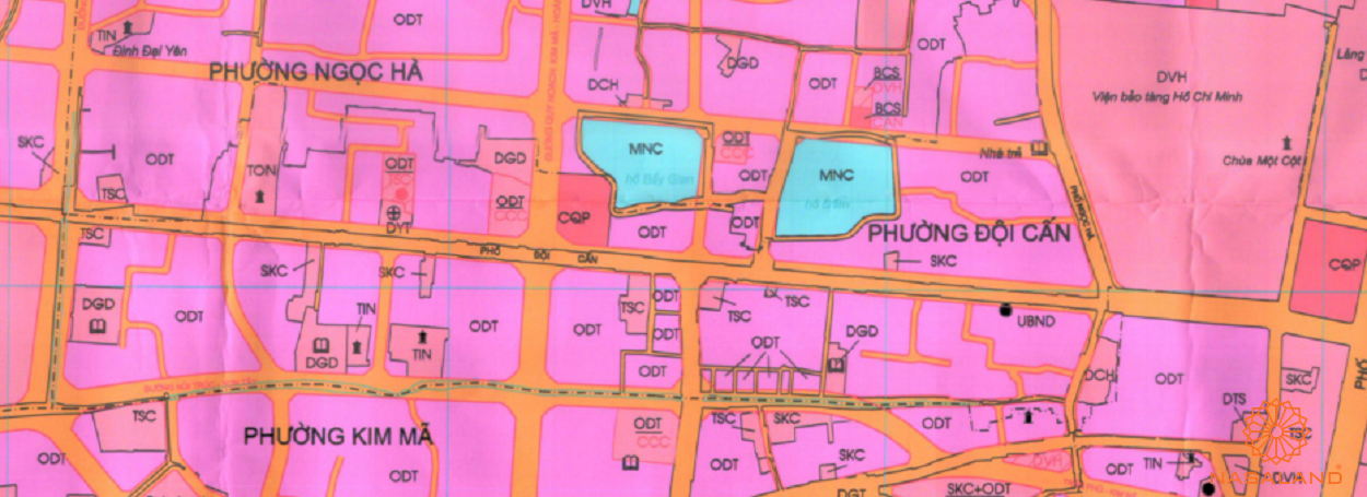 Bản đồ quy hoạch sử dụng đất Phường Đội Cấn theo bản đồ quy hoạch sử dụng đất năm 2020 Quận Ba Đình, TP Hà Nội.