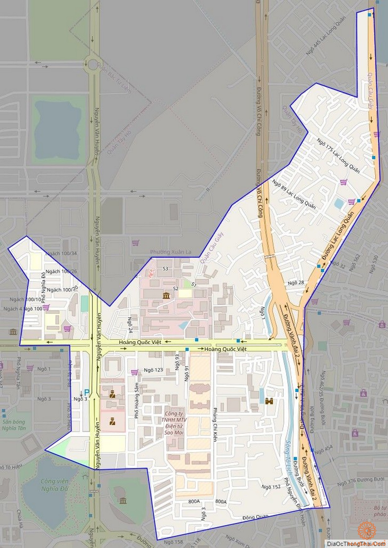 Quy hoạch sử dụng đất Phường Nghĩa Đô Quận Cầu Giấy thể hiện trên bản đồ quy hoạch phân khu tỷ lệ 1/2000 của Thành phố Hà Nội