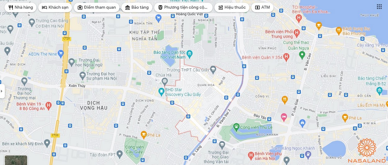 Quy hoạch sử dụng đất Phường Quan Hoa Quận Cầu Giấy thể hiện trên bản đồ quy hoạch phân khu tỷ lệ 1/2000 của Thành phố Hà Nội